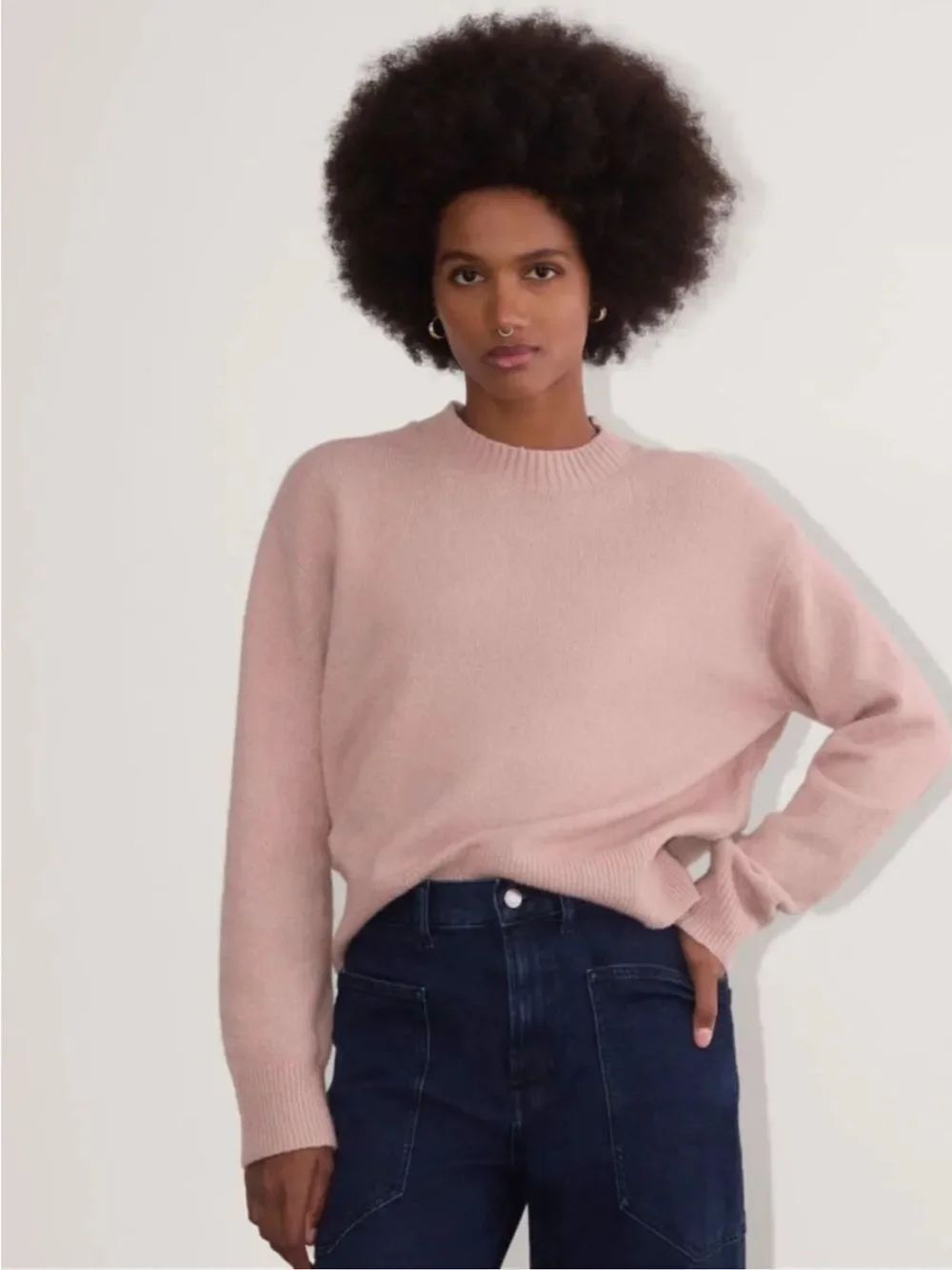New Everlane THE COCOON CREW IN PLUSH COTTON in Dusty Rose Size S